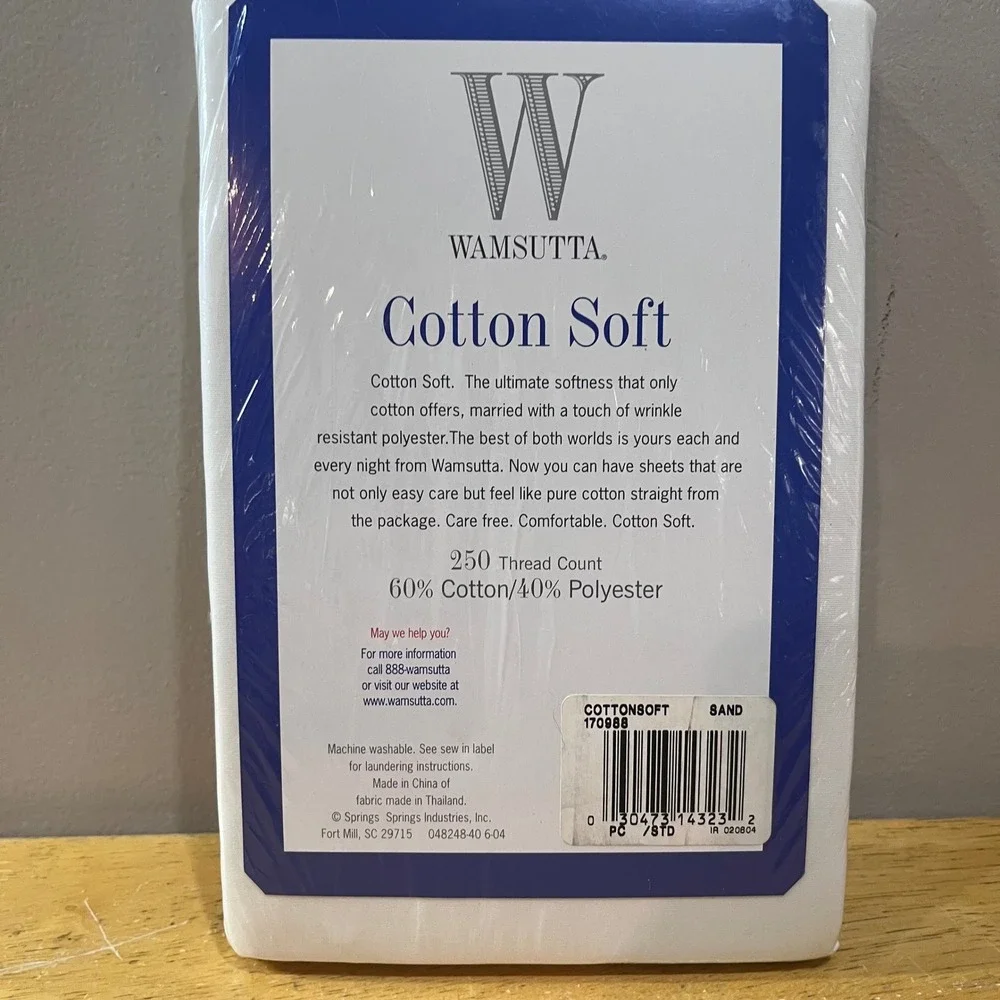 Wamsutta Cotton Soft 2 Standard Pillowcases Sand 250 TC Vtg Aesthetic NEW